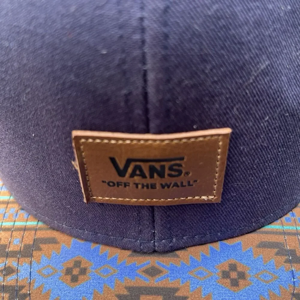 VANS Off The Wall Skate Skateboarding Hat Snapback Cap Adjustable Blue Aztec